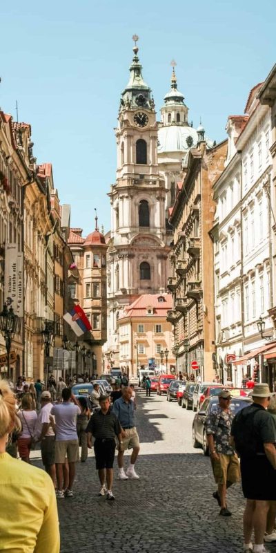 people walking in the old town