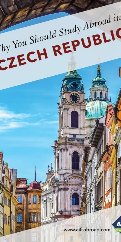 an image of why you should study abroad in the czech republic over a view of old city